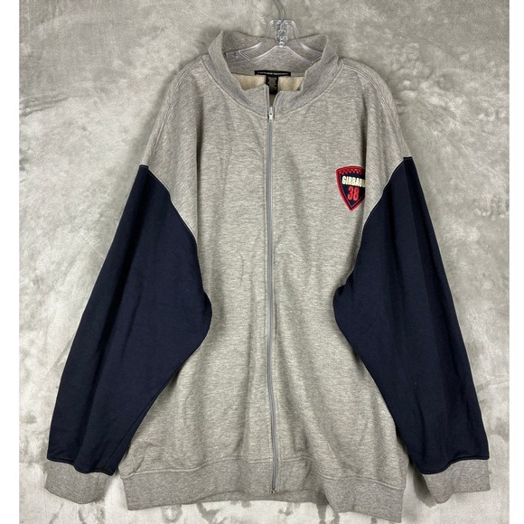 Marithe Francois Girbaud Full Zip Sweatshirt Mens 4XL Gray Navy Blue Colorblock